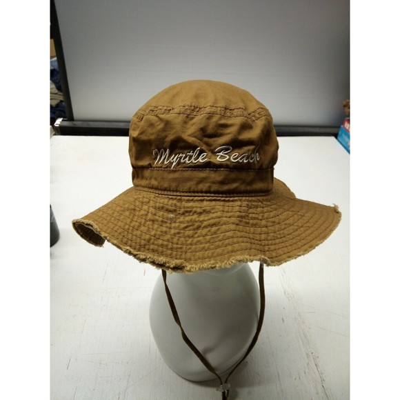 Myrtle Beach SC Bucket Hat / Boonie Hat With Strap- One Size Fits Most Brown - Picture 1 of 3